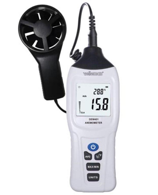 Luftflödesmätare / vinghjulsanemometer 0.3-45 m/s @ electrokit (1 av 3)