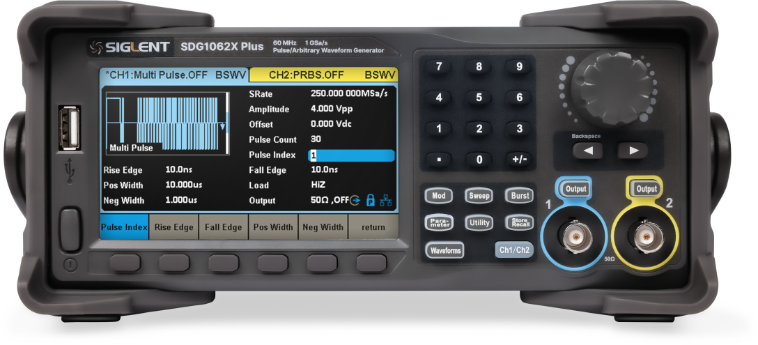 Funktionsgenerator 2-kan 60MHz Siglent SDG1062X+