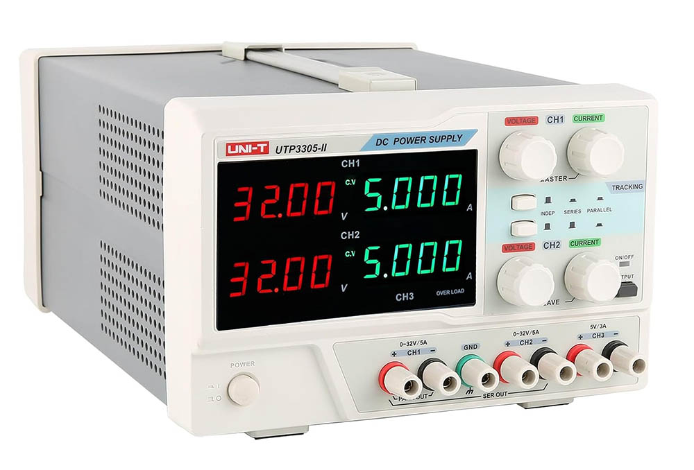 Labbaggregat 2x 0-32V 0-5A + 5V 3A linjär UTP3305-II