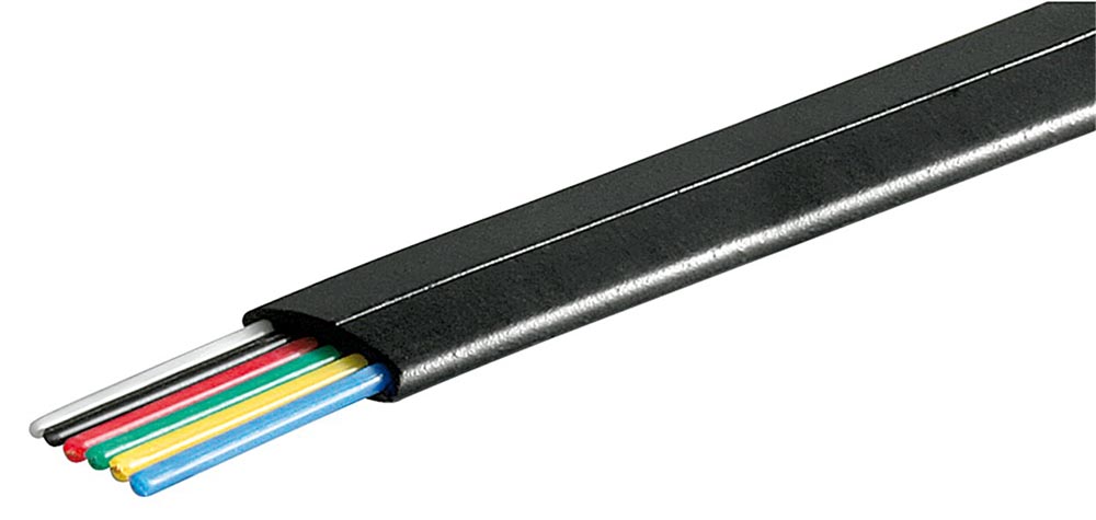 6 ledare flat modularkabel för signal- och tele svart