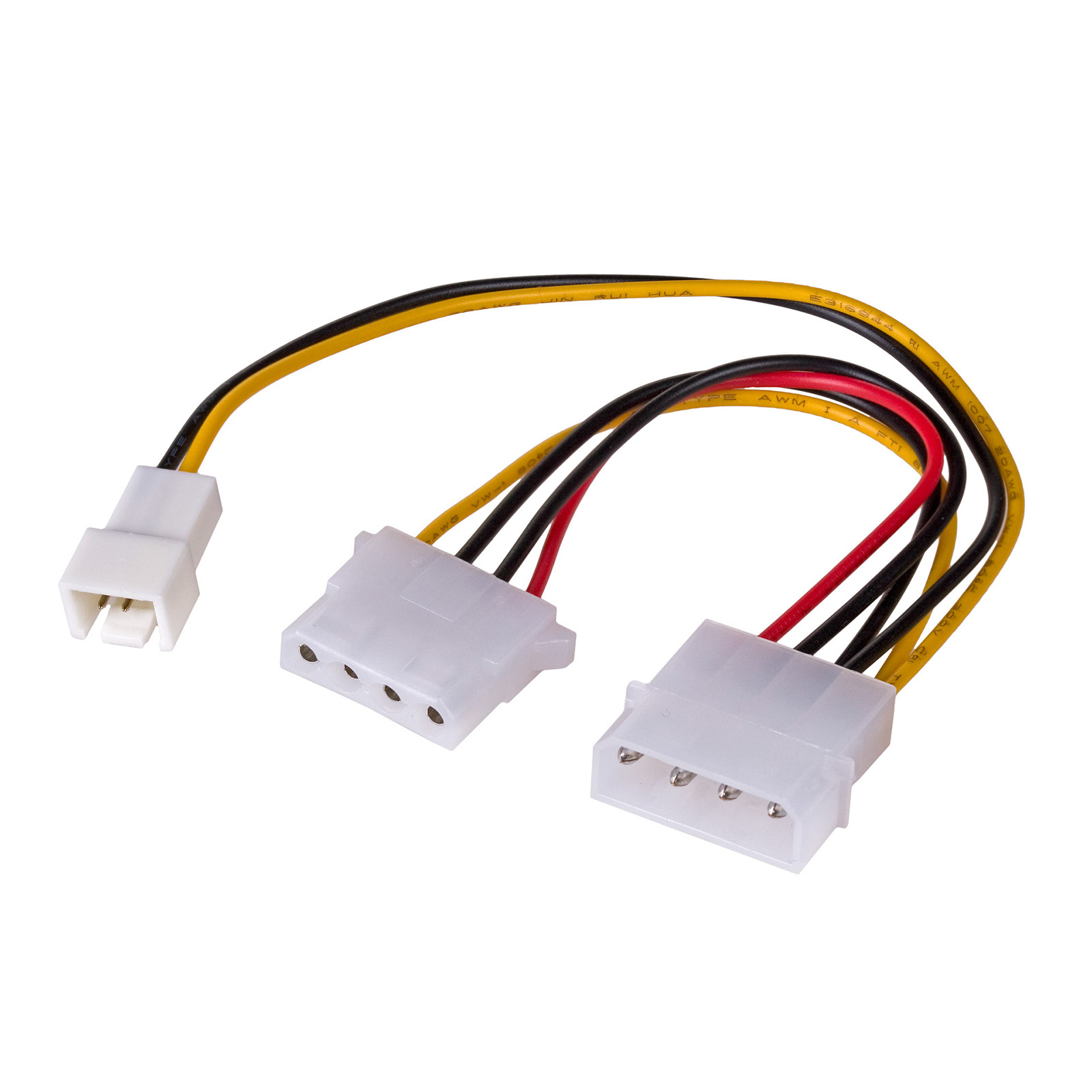 Adapterkabel Molex 4-pin hane till hona + 3-pin 12V fläkt