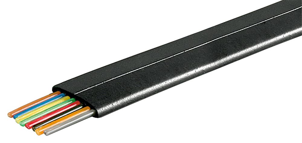 8 ledare flat modularkabel för signal- och tele svart