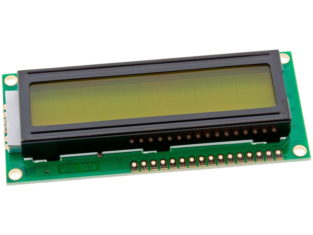 LCD 1x16 tecken svart/gulgrön parallell 5V