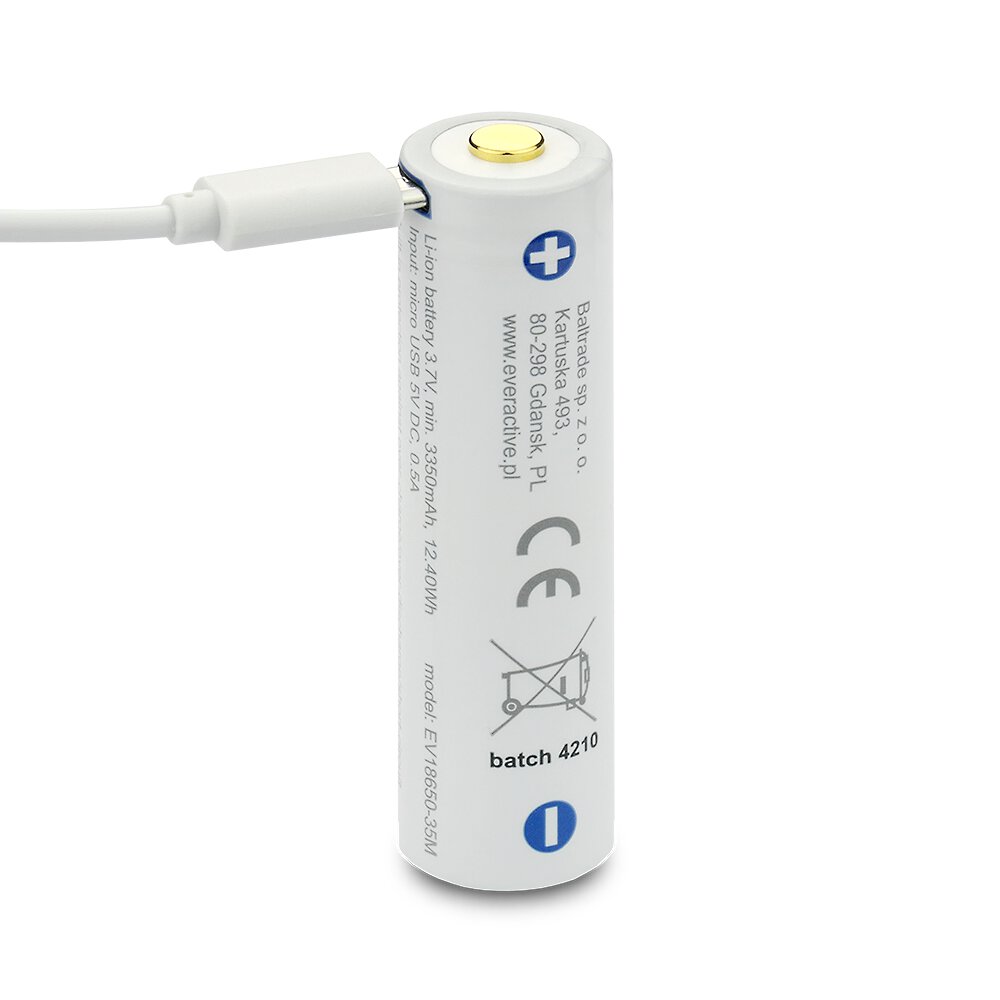Batteri Li-Ion 18650 3.7V 3500mAh inbyggd USB-laddare