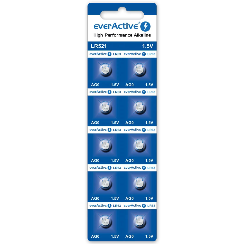 LR521 AG0 alkalisk knappcell 1.5V everActive 10-pack