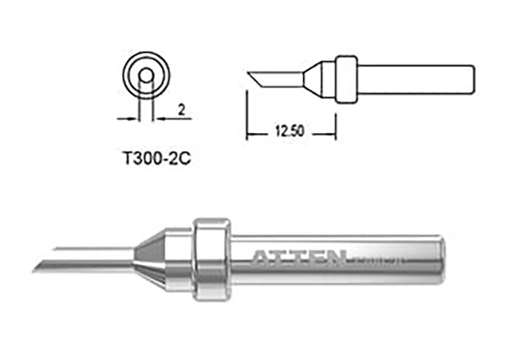 Lödspets T300-2C snedskuren 2mm