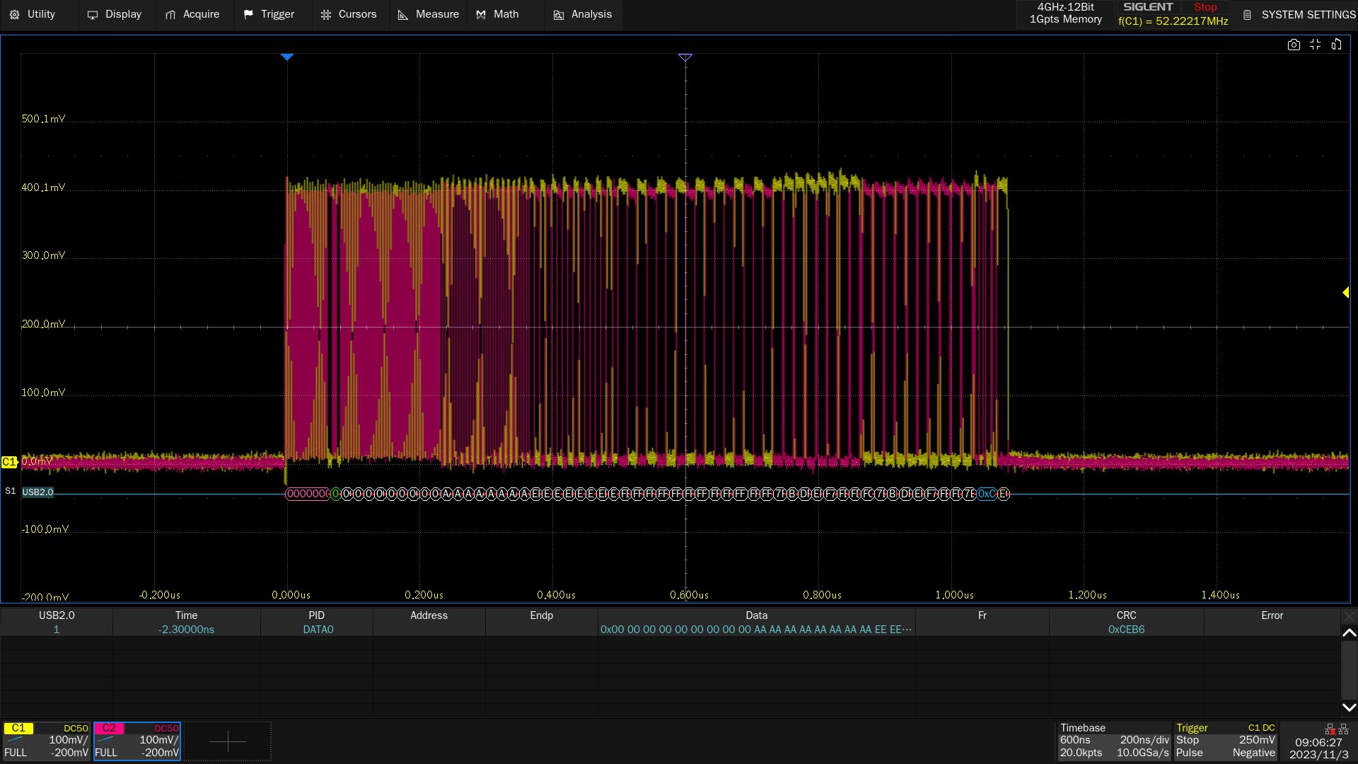 USB 2.0 trigger and decode SDS7000A-USB2