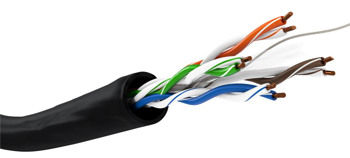 Installationskabel Cat6 U/UTP CU solid svart 100m utomhus