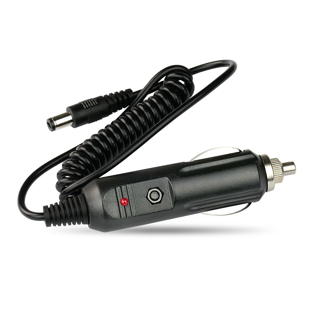 12/24V Cigg-kabel till DC 5.5x2.1mm 1.4m spiral med säkring