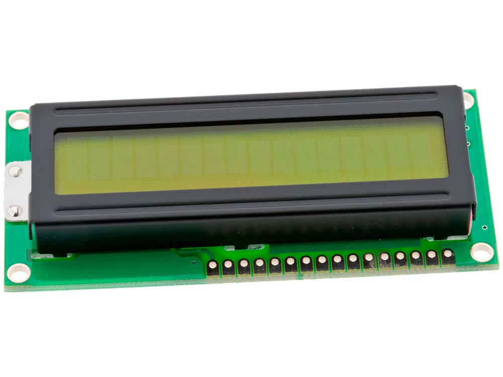 LCD 1x16 tecken svart/gulgrön parallell 5V