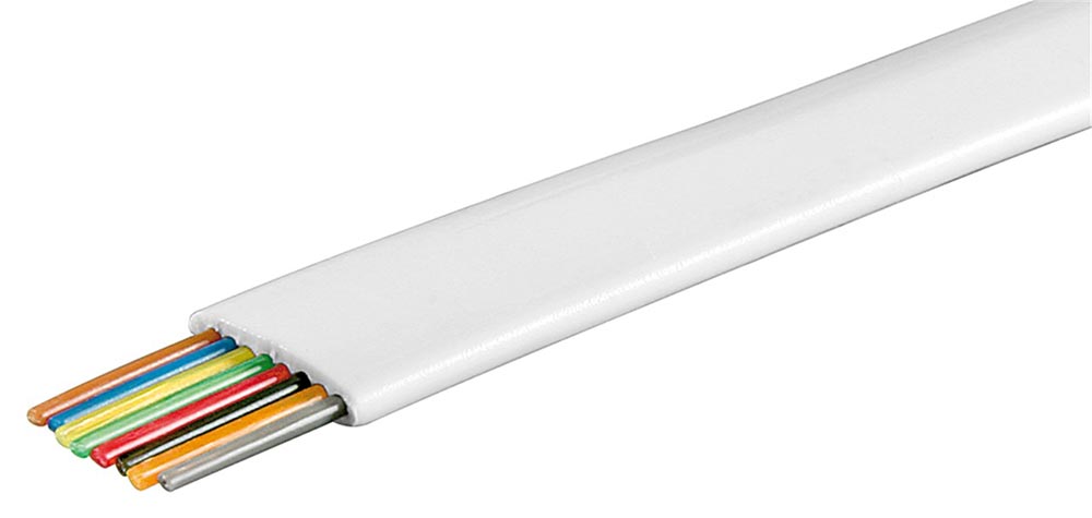 8 ledare flat modularkabel för signal- och tele vit