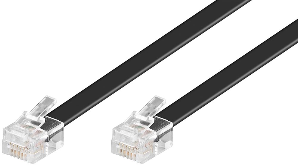 RJ12 modular signal- och telekabel 15m svart