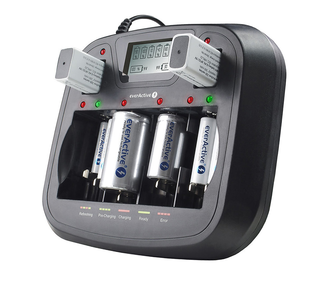 Universal batteriladdare 4x AAA/AA/C/D + 2x 9V NiMH