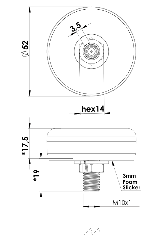 Antenn WiFi7 - 2.4/5/6GHz 2.2dBi RP-SMA skruvfäste 3m kabel (IP69K) @ electrokit (3 av 3)