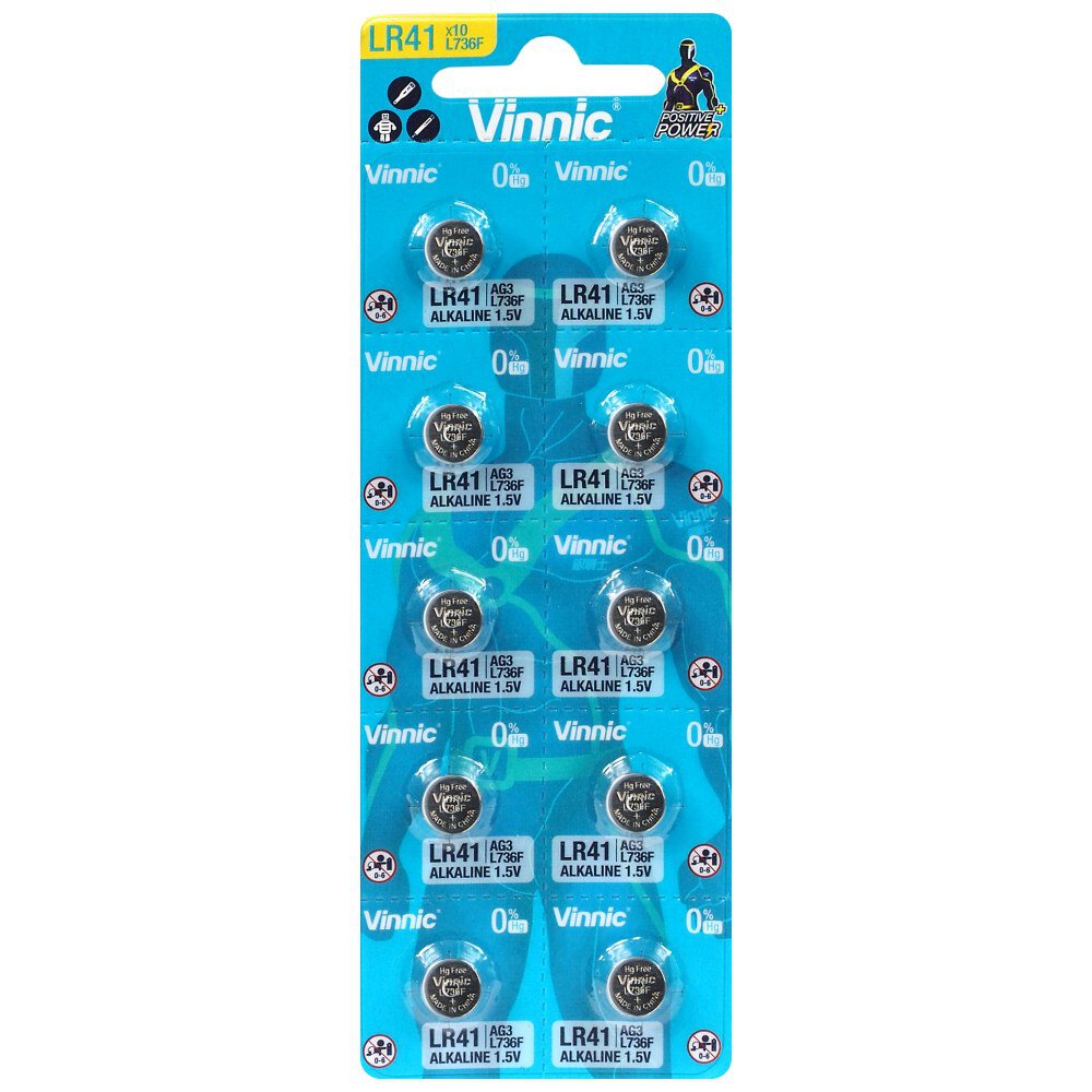 LR41 alkalisk knappcell 1.5V vinnic 10-pack