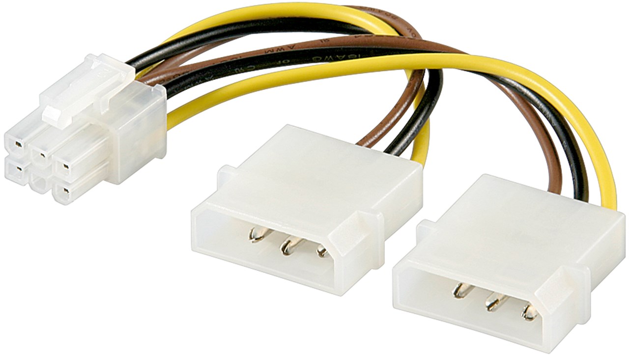 Adapterkabel PCIe 6-pin till 2x Molex 4-pin