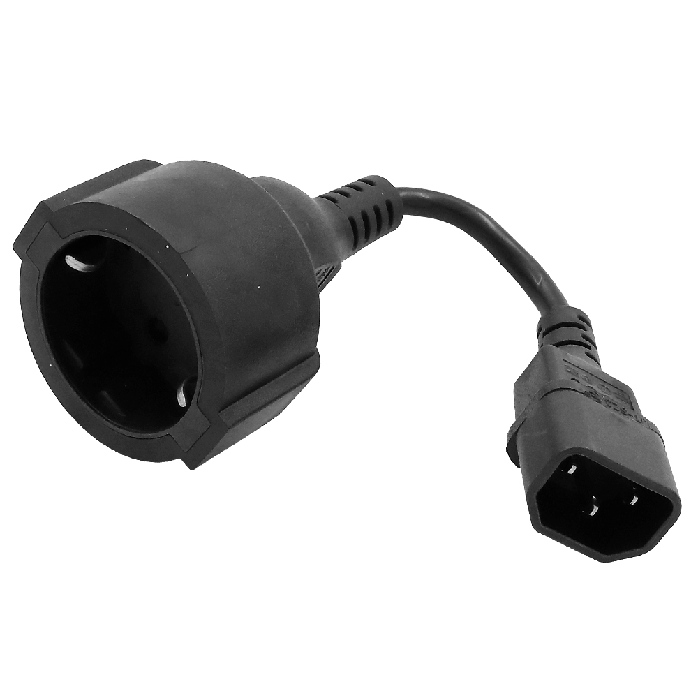 Adapterkabel CEE7/3 hona till C14 hane jordad 0.2m